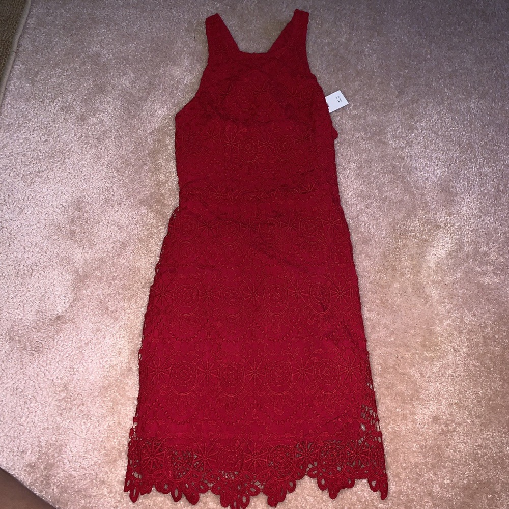 Red lace dress
